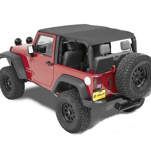 Jeep Wrangler JK 2-door Safari Bikini Top Cable-Style Black Diamond Bestop 10-17