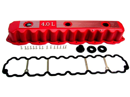Jeep Wrangler YJ TJ Cherokee XJ Grand Cherokee ZJ WJ 4,0 ltr. Ventildeckel Kit Aluminium inkl. Dichtsatz rot 93-04