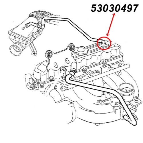 Jeep Wrangler TJ 2,5 ltr. PCV Ventil Kurbelgehäuse Entlüftung hinten Ventildeckel 96-02