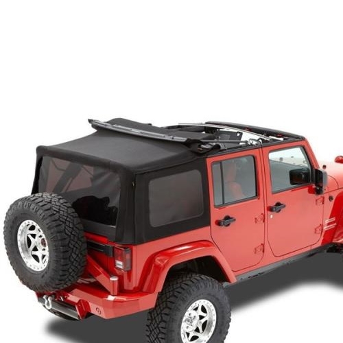 Jeep Wrangler JK 4-door Supertop NX folding top tinted windows Black Twill 3-ply Bestop 07-18