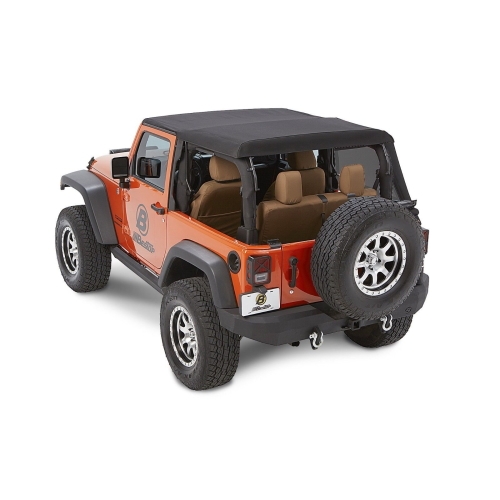 Jeep Wrangler JK 2-door Trektop NX Glide soft top black twill textile 3-layer Bestop 07-18