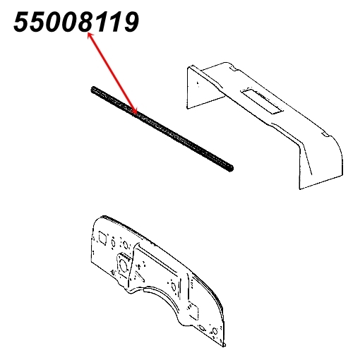 Jeep Wrangler YJ Cowl Seal between hood and cowl 87-95