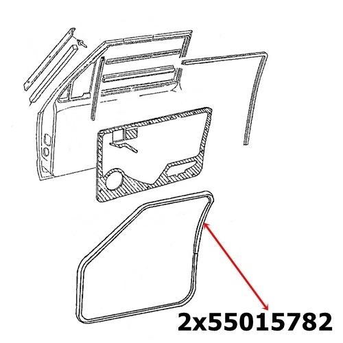 Jeep Cherokee XJ 4-door door seal set rear left & right on the body 84-96