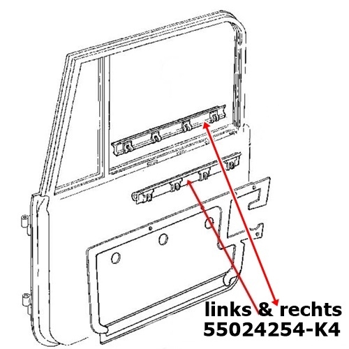 Jeep CJ Set of 4 wiper shaft strip doors inside & outside 76-86
