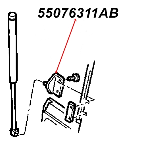 Jeep Wrangler TJ lower bracket for the tailgate damper Hardtop 96-06