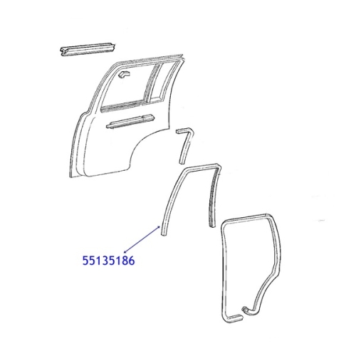 Jeep Grand Cherokee ZJ / ZG Seal Glass Run Channel Rear Door Glass Right 93- 3/7/94