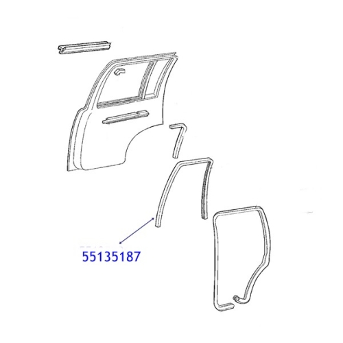 Jeep Grand Cherokee ZJ / ZG Seal Glass Run Channel Rear Door Left 93- 3/7/94
