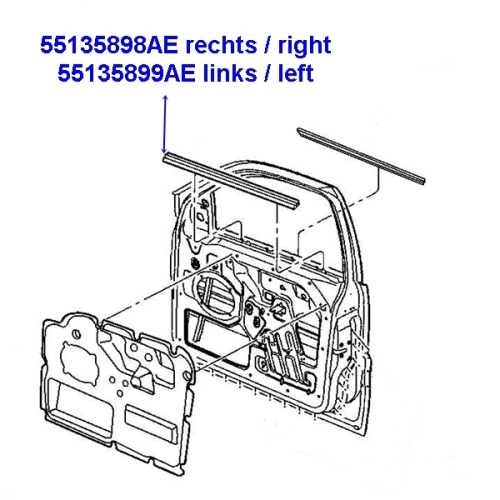 Jeep Grand Cherokee WJ Abstreifer Schachtleiste Tür vorne rechts innen 99-04