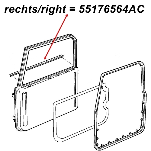 Jeep Wrangler TJ Abstreifer Schachtleiste Dichtung Beifahrertür außen Bj. 96-06