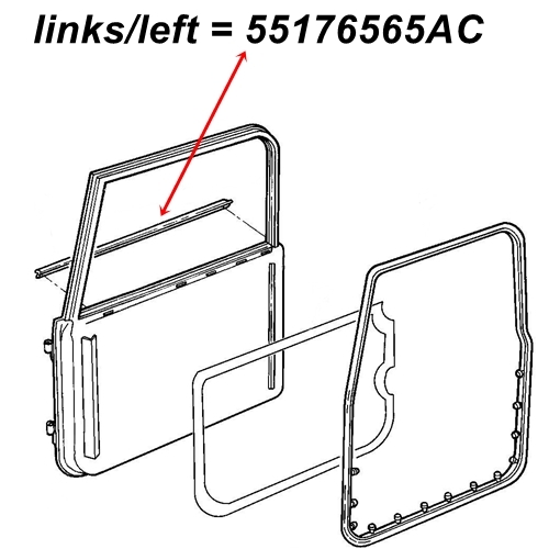Jeep Wrangler TJ Türdichtung Abstreifer außen links mit Vollstahltüren 96-06