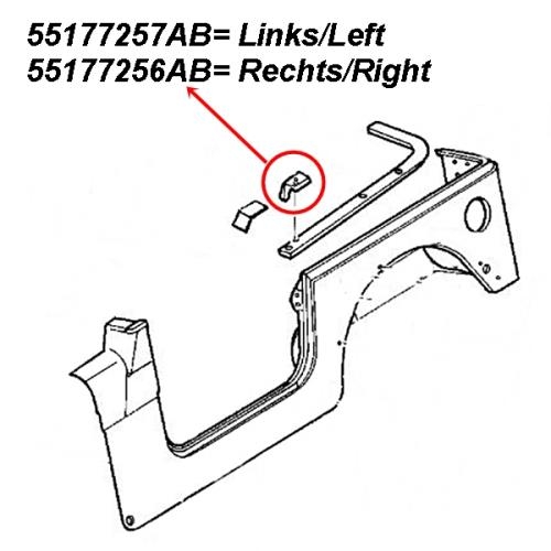 Jeep Wrangler TJ seal sealing corner side part left to door year 96-06