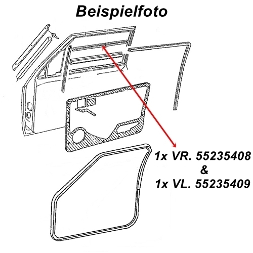 Jeep Cherokee XJ 4-door set of 2 wiper seals door outside front left & right 84-96
