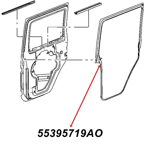 Jeep Wrangler JK 4türer Türdichtung Türdichtgummi Türgummi Tür links hinten Vollstahltüren 07-18
