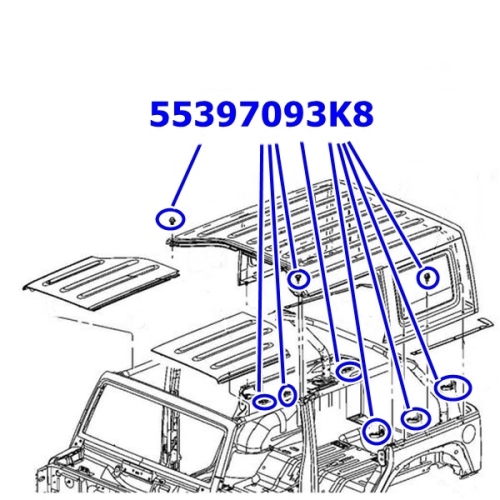 Jeep Wrangler JK Set Halter Befestigung mit Schrauben für Orginal Hardtop 07-17