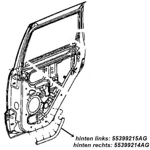 Jeep Grand Cherokee WK2 WH WK Door Weatherstrip for the rear left door 11-18