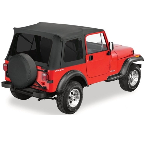 Jeep CJ7 convertible top replacement cover without rods Black Denim tinted windows Bestop 76-86
