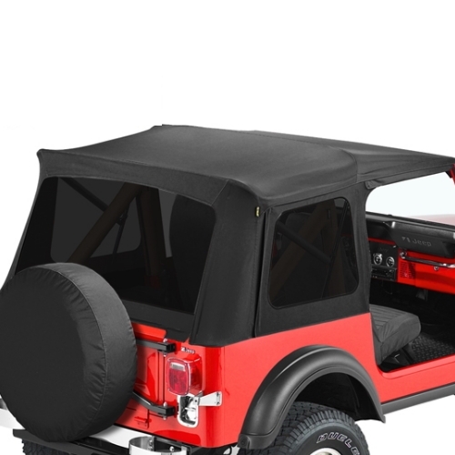 Jeep CJ7 convertible top replacement cover without rods Black Denim tinted windows Bestop 76-86