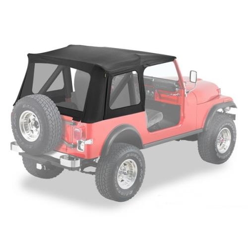 Jeep CJ7 convertible top replacement cover without rods Black Crush 76-86