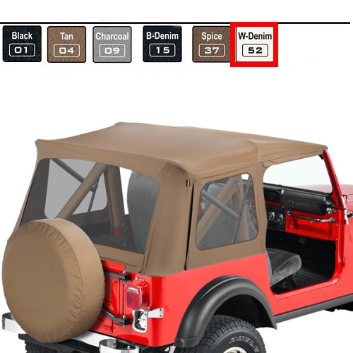 Jeep Wrangler YJ Convertible Top Replacement Cover without Rods White Denim 87-95