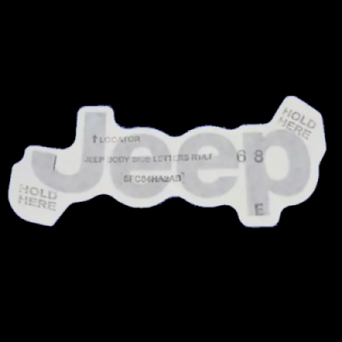 Jeep Wrangler TJ sticker lettering Jeep in quartz on the front side of the body 97-06