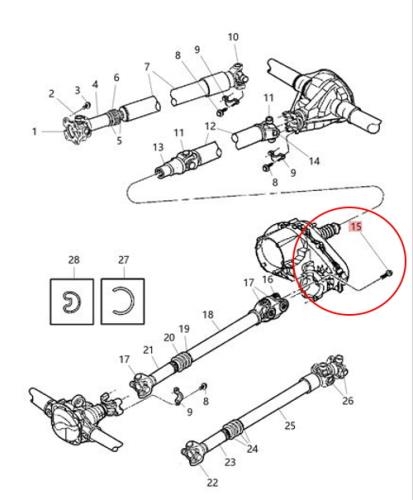 Jeep Wrangler TJ Schraube Kardanwelle Doppelkreuzgelenk Kardanflansch vorne Mopar 97-06