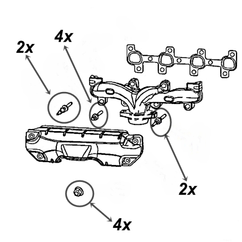 Jeep Grand Cherokee WH WK 4,7 ltr. Exhaust Manifold Hardware Set for one Exhaust Manifold 05-07