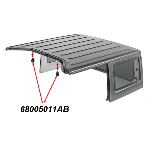 Jeep Wrangler JK JL Gladiator JT Auflagegummi Gummi Hardtop zur B-Säule 07-