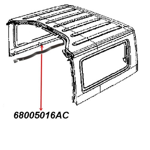 Jeep Wrangler JK 2-door lower seal hardtop side bottom right to body year 07-18