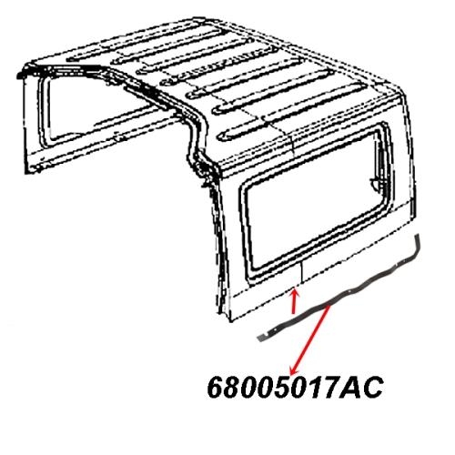Jeep Wrangler JK 2 door lower seal hardtop side bottom left to body 07-18