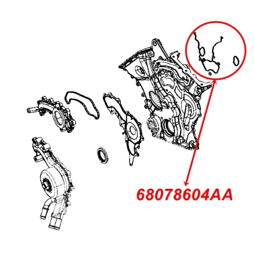 Jeep Cherokee KL 3,2 ltr. Dichtung Steuerdeckel Steuerdeckeldichtung Steuerkettengehäusedichtung 14-18