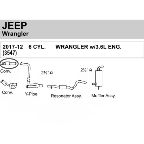 Jeep Wrangler JK 3,6 ltr. front right Catalytic Converter Walker 12-18