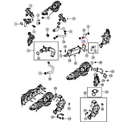Jeep Cherokee Liberty KK 2.8 ltr. CRD EGR cooler to EGR intake manifold gasket 08-14