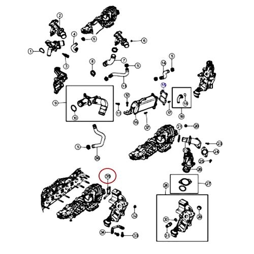 Jeep Wrangler JK 2,8 ltr.CRD Dichtung AGR-Saugrohr an Zylinderkopf 07-18