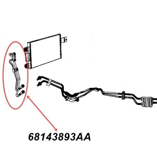 Jeep Wrangler JK 3,6 ltr. Inlet & Outlet Transmission Oil Cooler Line Set  at Cooler