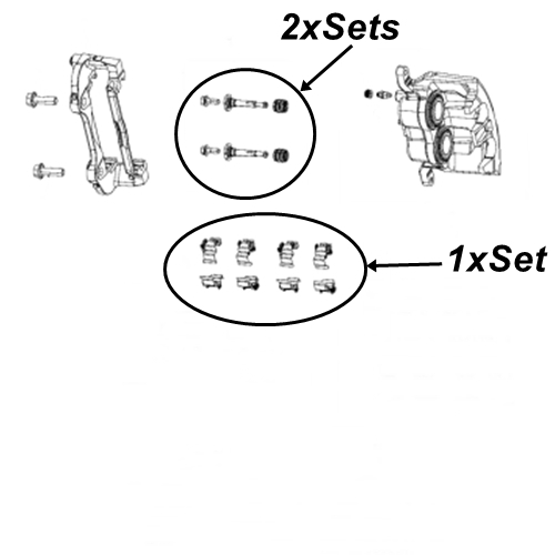 Jeep Wrangler JL Set Housing Bolt with Hardware Kit for front left and right Brake Caliper Raybestos 18-