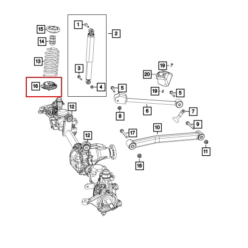 Jeep Gladiator JT spring plate rubber buffer front lower 19-