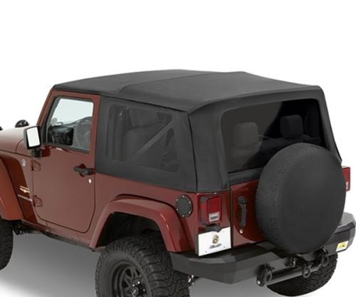 Jeep Wrangler JK 2-door replacement top, top cover, tinted windows, Black Sailcloth 07-09