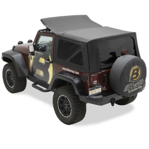 Jeep Wrangler JK 2-door replacement top, top cover, tinted windows, Black Sailcloth 11-18