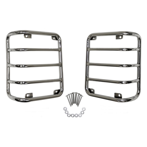 Jeep Wrangler JK Pair of Rear Light Guards Stainless Steel Traditional Style 07-17