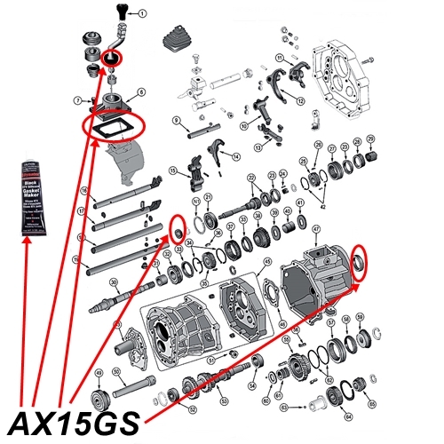 Jeep Wrangler TJ Master Overhaul Kit AX15 manual Transmission 96-99
