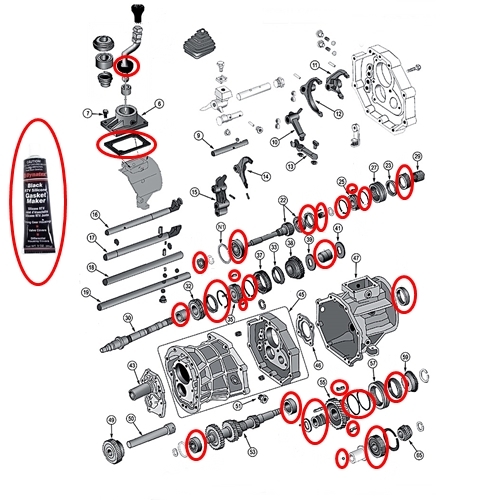 Jeep Wrangler YJ Masterkit Reparatursatz Lager & Simmerring Set AX15 Schaltgetriebe 88-95
