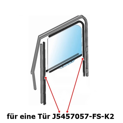Jeep Wrangler YJ 2pcs. Glass Run Window Channel Kit for one Full Steel Door 87-95