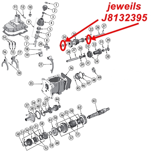 Jeep CJ ein Anlaufring Scheibe Vorgelegewelle vorne oder hinten T176 & T177 Schaltgetriebe 80-86