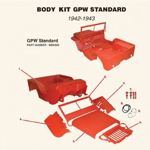 Ford GPW Standard Body Kit Karosserie Set 42-43