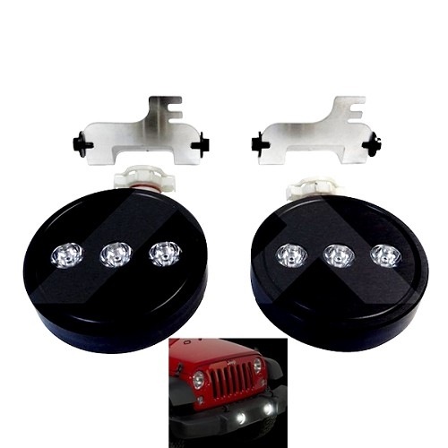 Jeep Wrangler JK Set LED Fog Lights Front Left & Right incl. Mounting Material 10-16