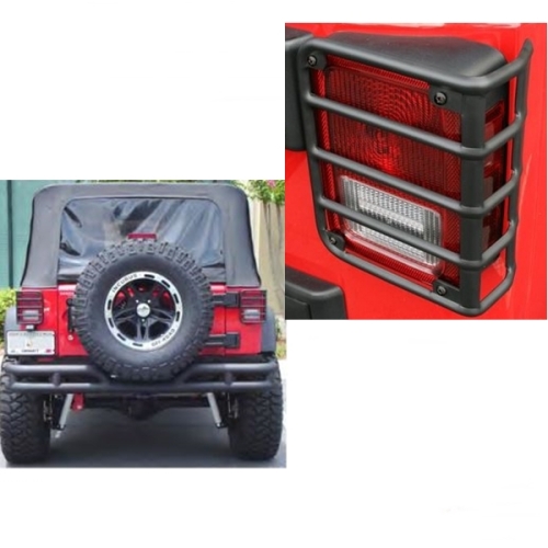 Jeep Wrangler JK Rückleuchtengitter Schutzgitter Rückleuchten Edelstahl schwarz 07-18